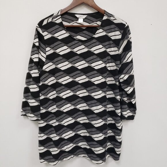 CJ Banks Tops - CJ Banks Womens Artsy Geometric Top 2X Black Office Mature Business Casual‎ Work